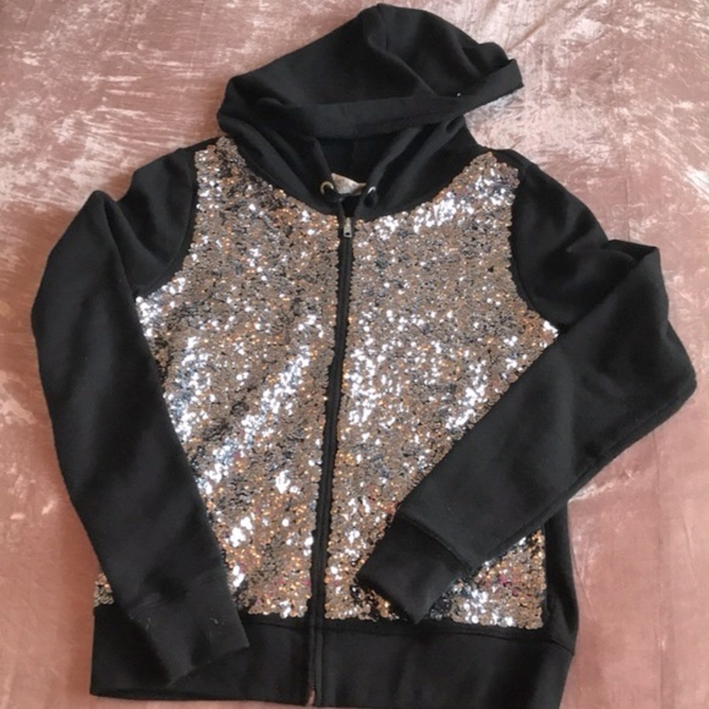 M - Size 
Bling Bling Sequins Hoodie by Victoria’s Secret PINK.